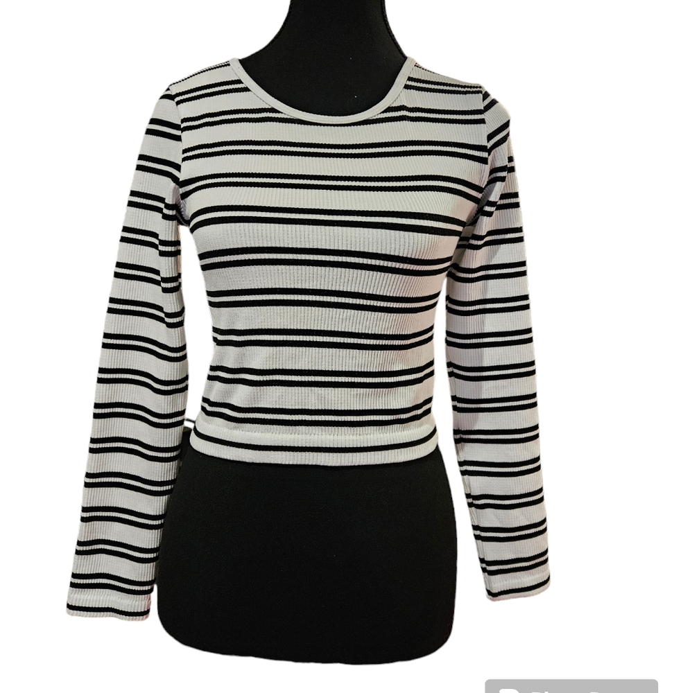 Stripe crop long sleeve